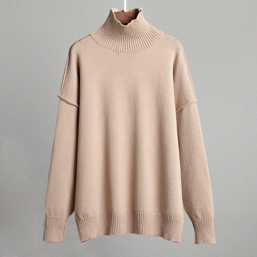 Autumn Winter Women's Solid Color Knitted Turtleneck Sweater Female Warm FashionThick Loose Casual Pullovers