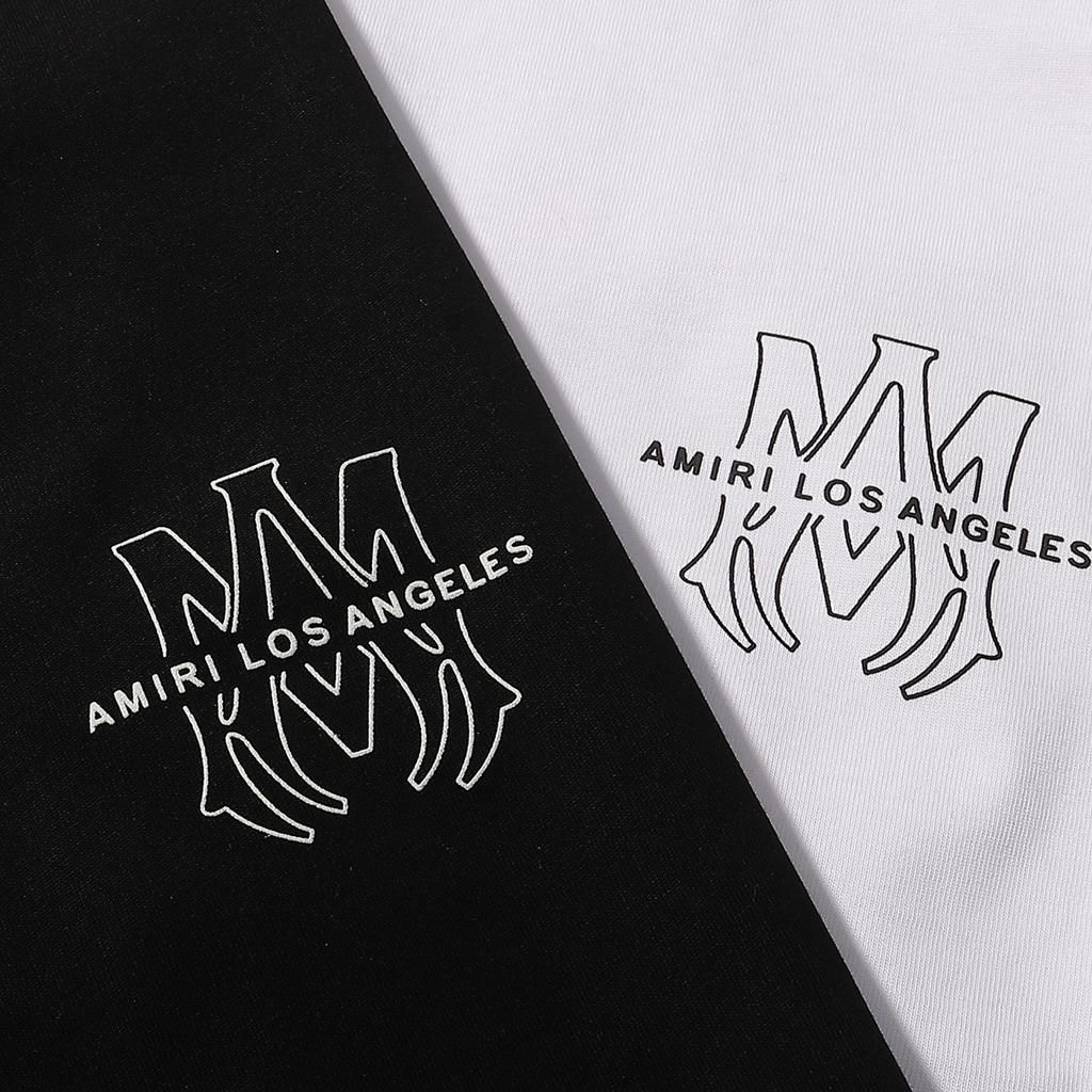 724 Amiri Лето 2025 Новая Мужская и Женская Свободная Хлопковая Футболка Большого Размера Высокого Качества Парная Футболка