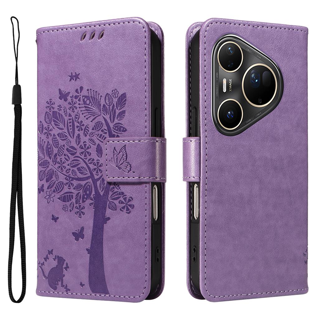 For Huawei Pura 80 Ultra Phone Case with Stand Cat Tree Pattern Leather Wallet Mobile Cover