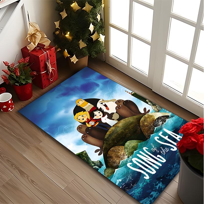 Song Of Sea Cartoon Poster Carpet, Non-slip Office Chair Rug, Digital Print Home Area Rug, Unique Festival Decorations