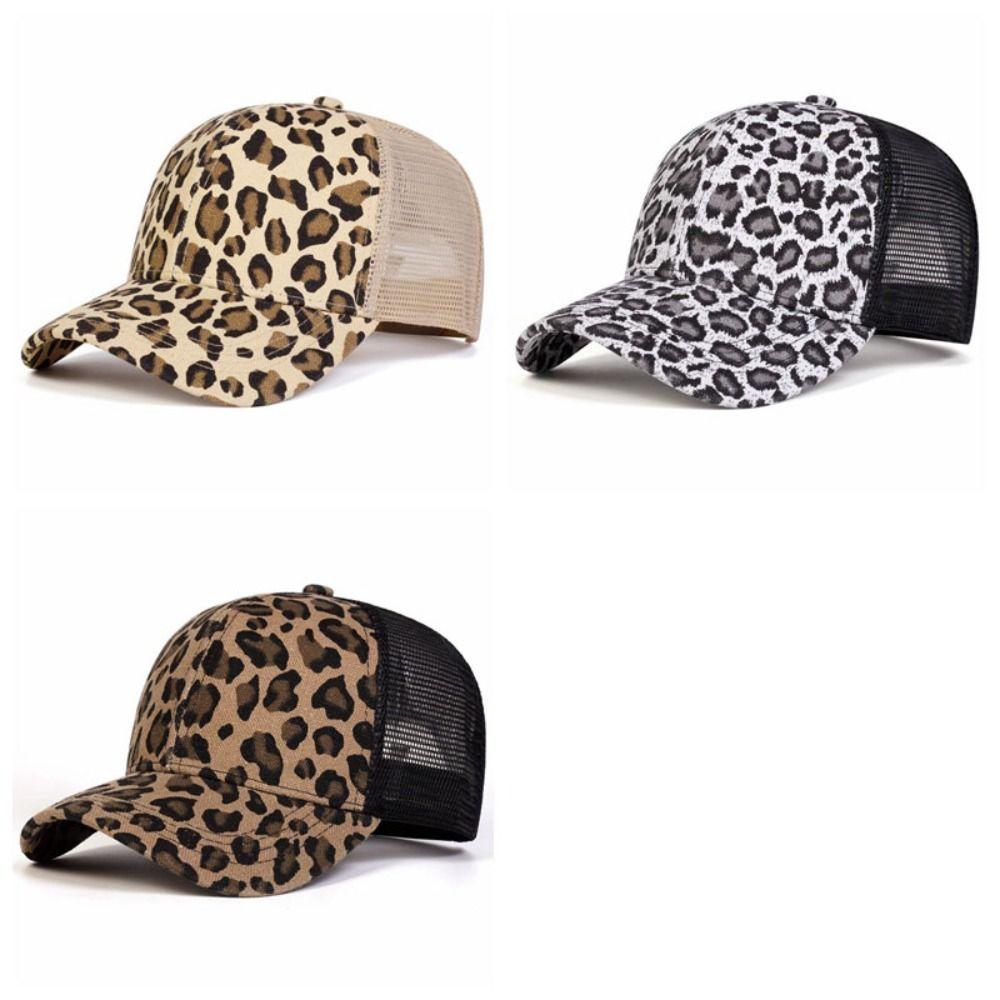 Adjustable Leopard Print Baseball Cap Soft Mesh Peaked Hat Casual Visor Hat  Unisex