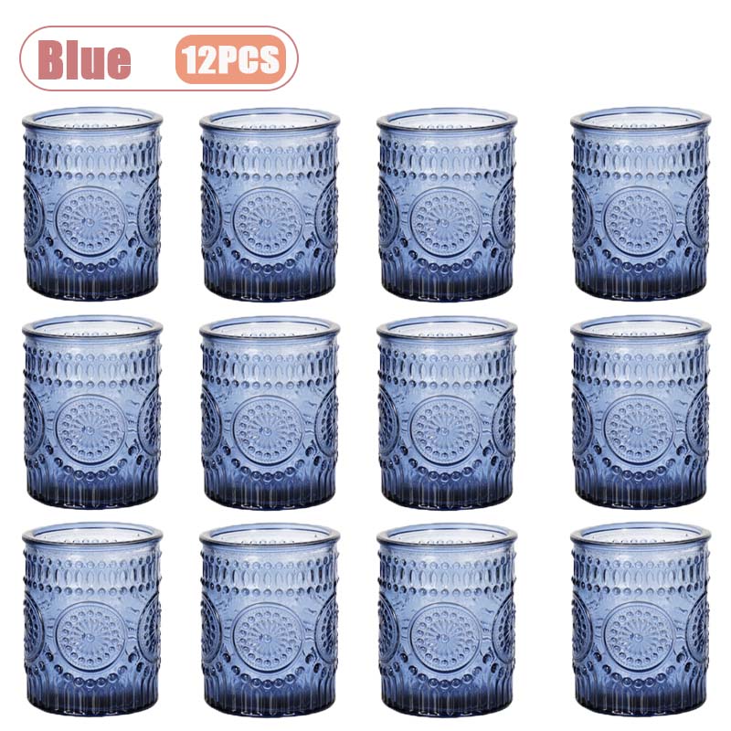 Tall Glass Tea Candle Holder Vintage Depression Green for Wedding Voting Baby Shower Saint Patricks Day Table Centerpiece Decor