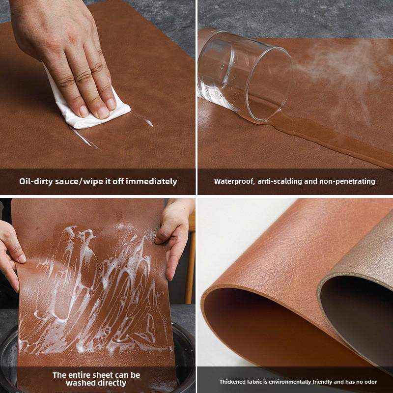 Двусторонний коврик под приборы из коровьей кожи в скандинавском стиле - водонепроницаемый и маслостойкий овальный изоляционный коврик