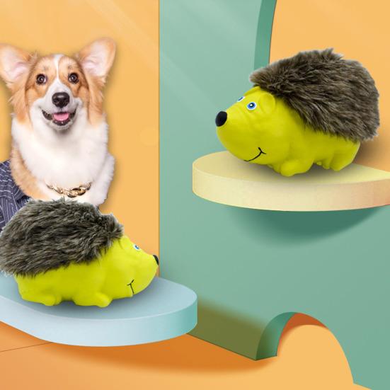 Игрушка для питомца Чистка зубов Встроенное звуковое отверстие Игрушка для собаки Плюш и Латекс Двойное касание Форма Ежика Игрушка для интерактивных тренировок