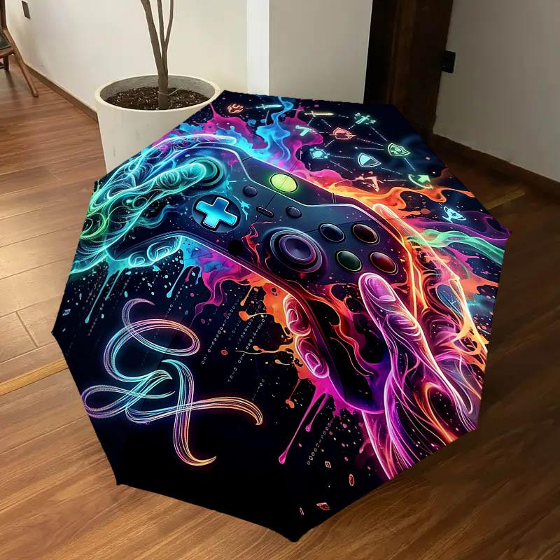 1PC Gamepad Gaming Umbrella-8-Rib Reinforced Portable Folding Travel Suitable for All Seasons Outdoor Daily Use -J0385