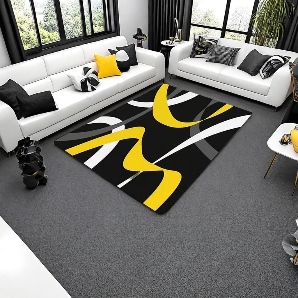 Erosebridal Grey Red Black Carpet Dark Gray White Striped Abstract Indoor Floor Mat 4'11" x 3'3" for Boys Teen Men Geometric Stripes Area Ru