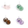 1Pair, Reiki Healing Crystal Earrings, Boho Ear Stud, Energy Natural Stone Flat Round Stud Earrings for Women's Jewelry Romantic Love Wedding Gifts