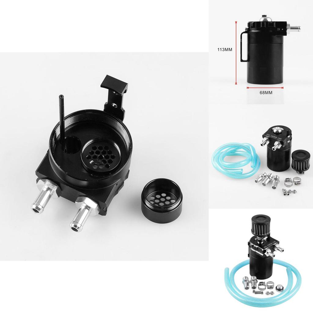 Engine Aluminum Cylinder Oil Catch Reservoir Breather Tank Can With Black