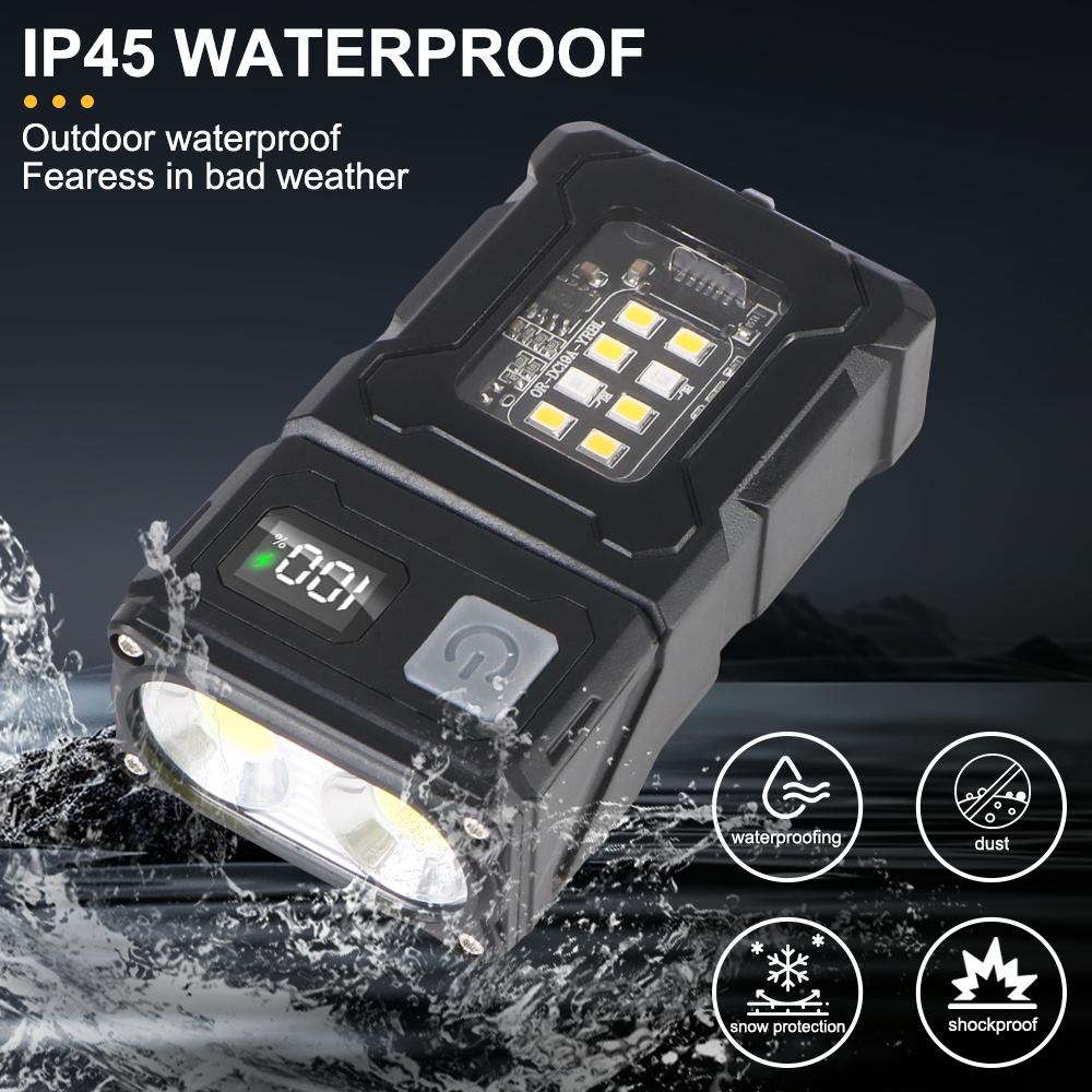 Emergency Light Hiking Camping Working Portable Adjustable Angle Flashlight Tail Magnetism USB Rechargeable Multifunctional Side Lamp