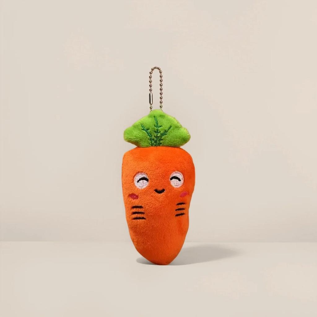 Cartoon Cute Fruit and Vegetable Plush Series Keychain Toy Peach Pear Cherry Doll Smiling Face Fruit Decoration Pet Gift