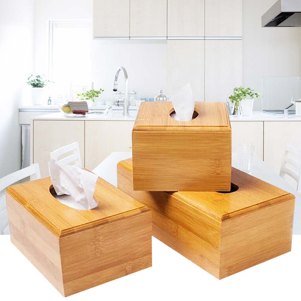 Table Decoration Bamboo Desktop Organizer Tissue Holder Tissue Rack Storage box Napkin holder