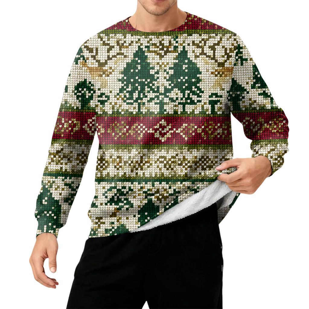 Мужская толстая теплая толстовка с флисовой подкладкой и круглым вырезом