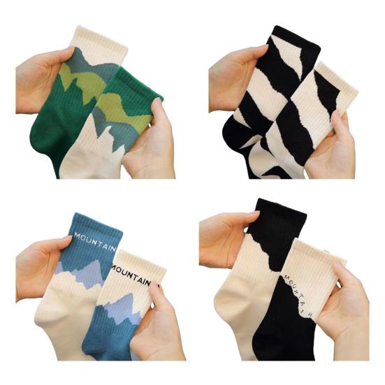 1 пара женских и мужских спортивных носков средней длины, асимметричные полосатые носки в стиле хип-хоп, скейтборд, дышащие высокоэластичные носки для пар