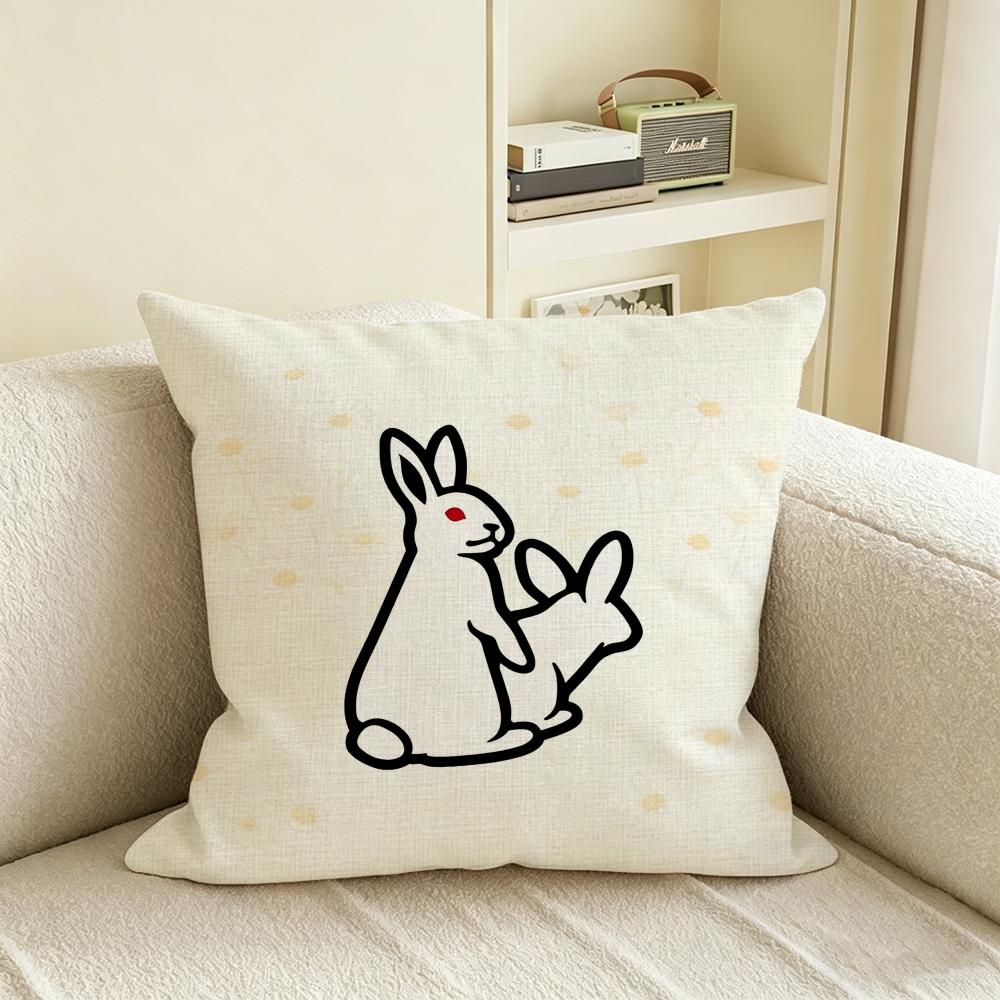 Fxxking Rabbits Fr2 Cushion Cover Natural Linen Pillowcase Set, All-In-One Decor For Sofa, Bedroom & Chair