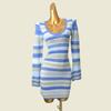 Vacation Style Low Crew Neck Striped Gradient Knit Dress
