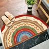 Bohemian Style Semi Circular Floor Mat, Ethnic Style Entrance Mat, Household Bathroom Absorbent Mat, Washable