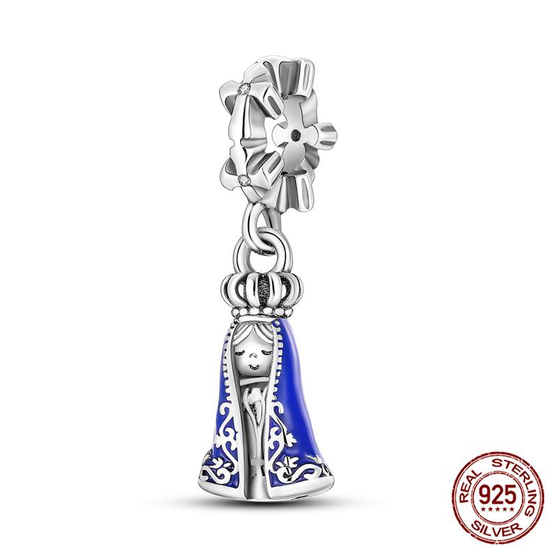 Bible Cross Pink Zircon charms Fit 925 Bracelet DIY Jewelry Making Women's Gift 100% 925 Silver