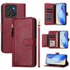 For Motorola Moto G15 4G Case Zipper Pocket Multiple Card Slots Leather Phone Cover