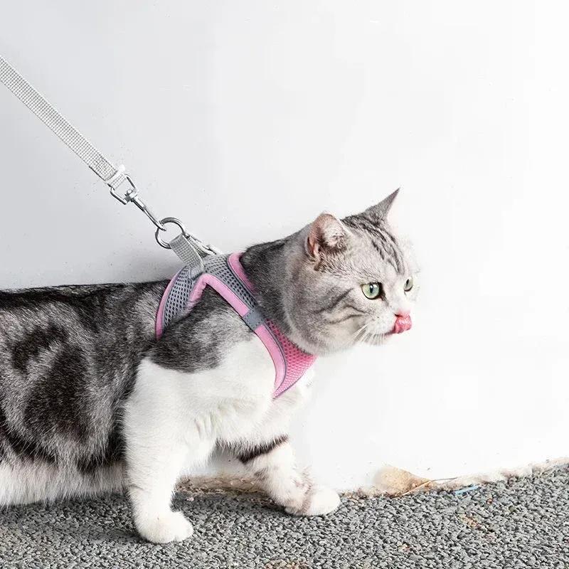 Cat Harness Adjustable Pet Harnesses Reflective Leashes Set Pet Harness for Cats Small Dogs Pug Chihuahua Cat Accessories