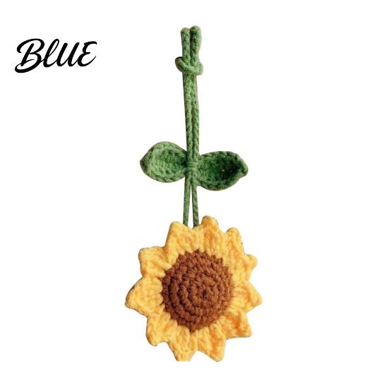 Backpack Charm Crocheted Sunflower Pendant Handmade Flower Crochet Keychain Bag