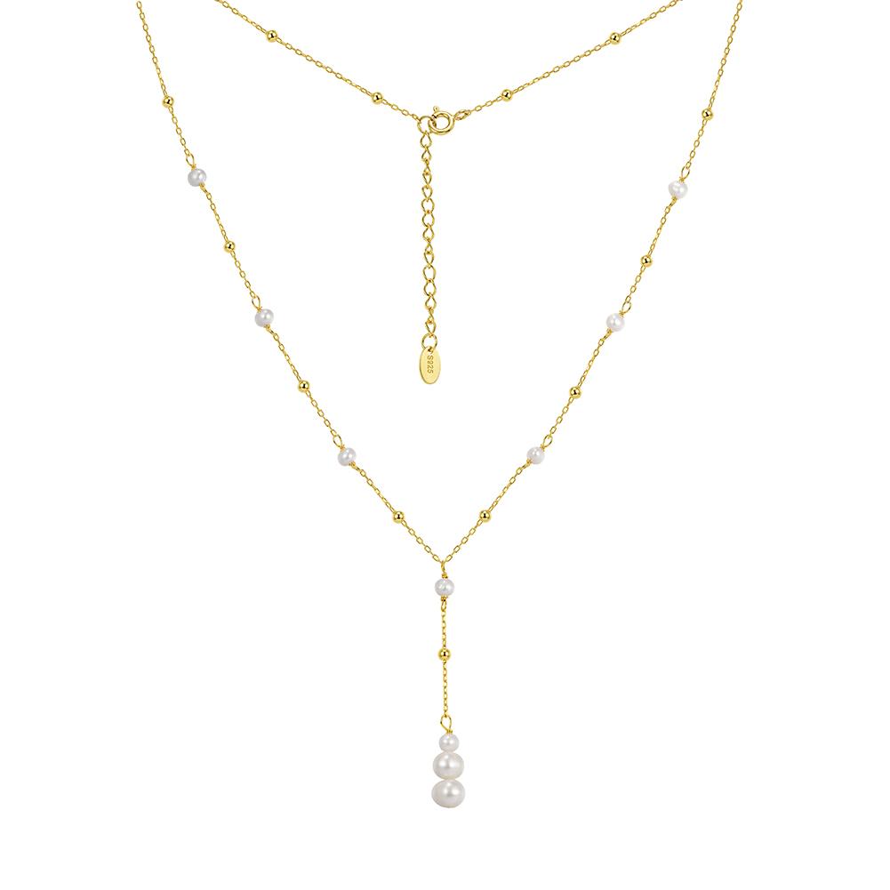 ORSA JEWELS Серебряная цепочка 925 пробы в форме Y с натуральными жемчужинами, украшение для женщин, Свадебная вечеринка, Банкет GPN107