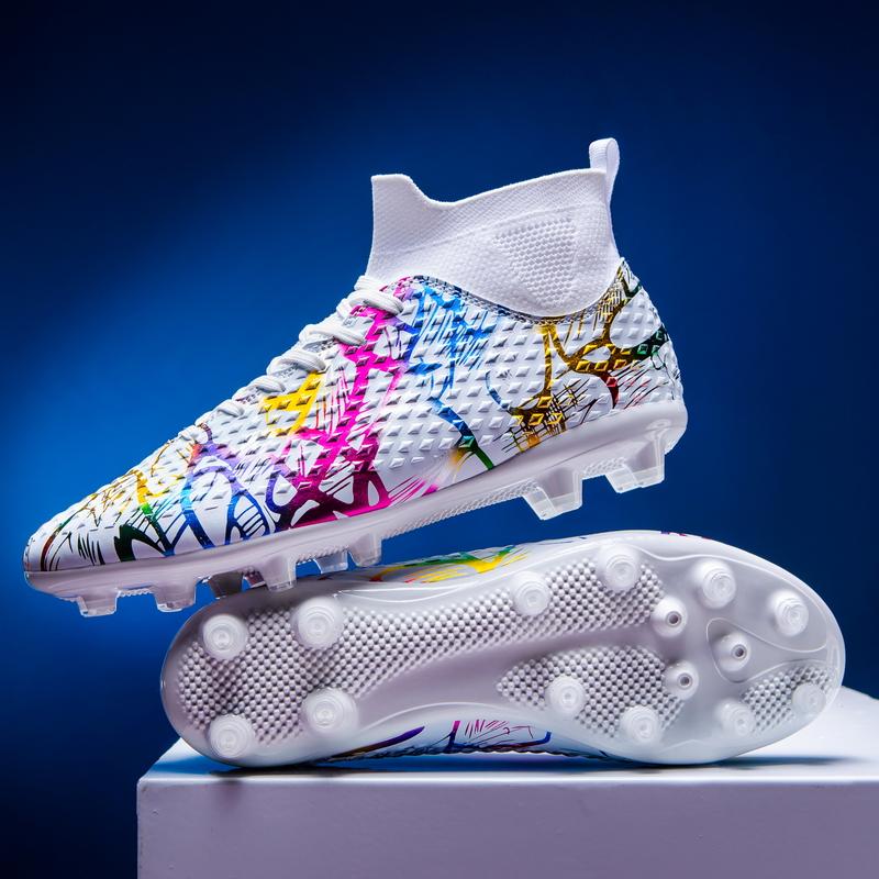 Unisex Football Boots Men's High -top Elastic Socks Mouth Leather Art Lawn Long Nail Football Shoes Children Big Size Football Boots