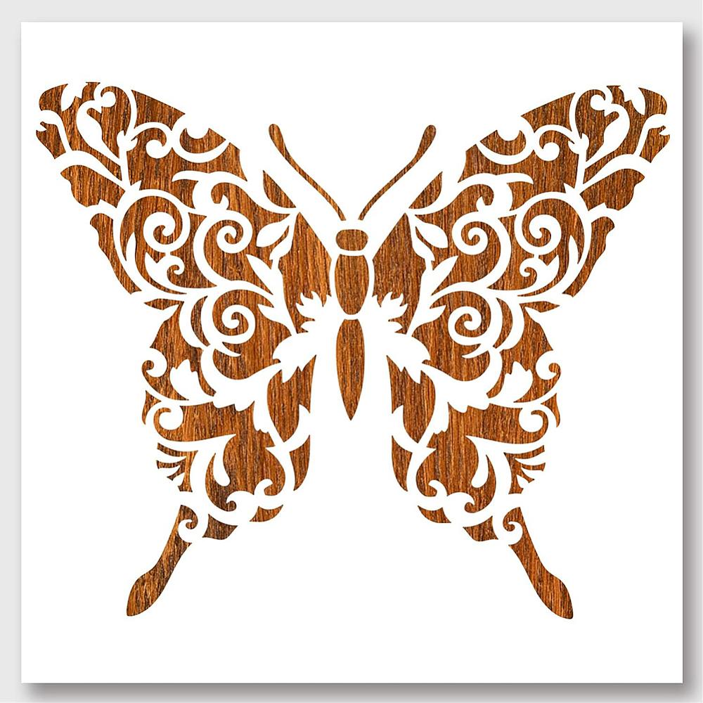 PET Hollow Out Drawing Painting Stencils, for DIY Scrapbook, Photo Album, Butterfly Farm, 300x300mm