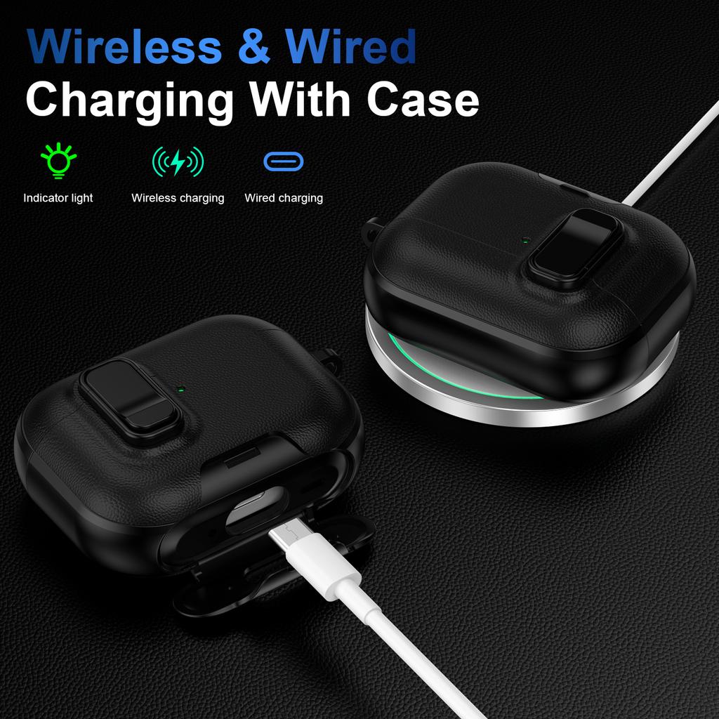 Чехол для AirPods Pro 3 с подставкой, двухцветной текстурой, из ТПУ + ПК, крышка для наушников с застежкой-пряжкой и карабином