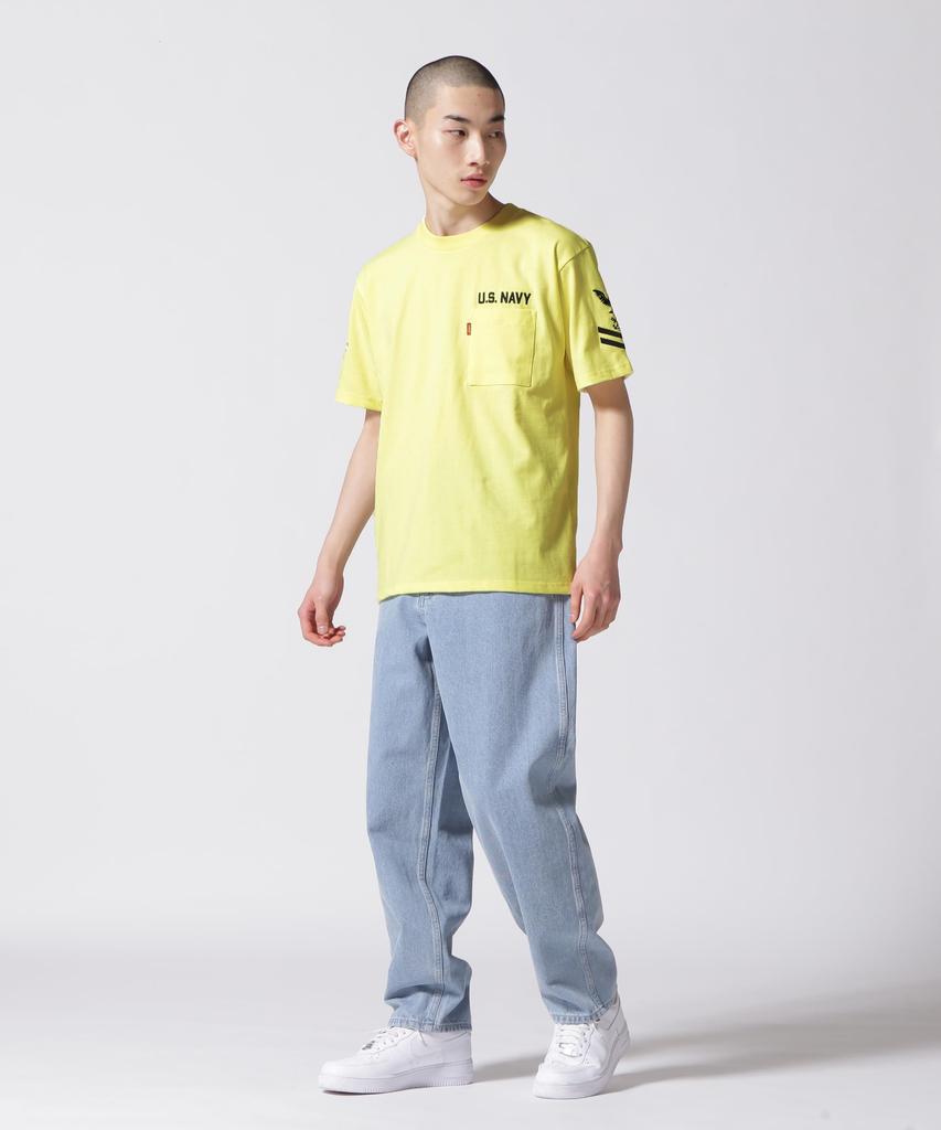 Мужская футболка Avirex с коротким рукавом, морская, с карманом, размер 2XL, 438, Лимонный, 783-2934008