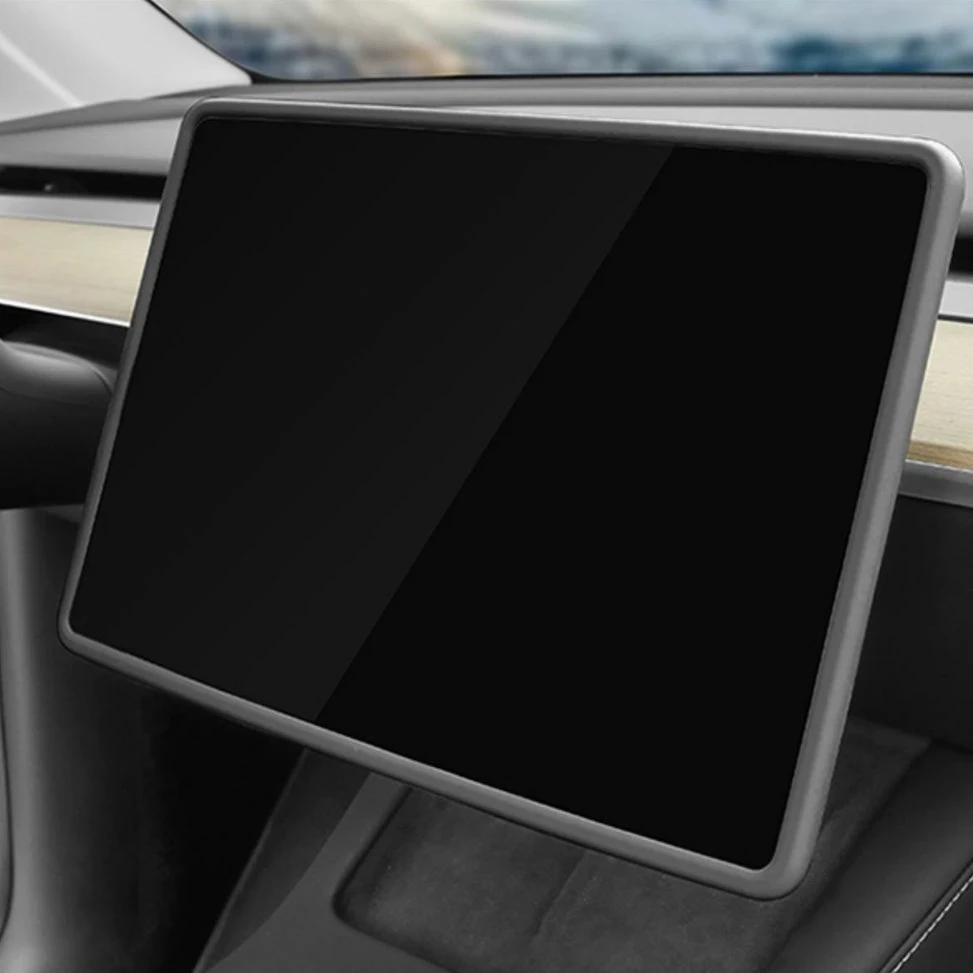 Защитная пленка для экрана, подходит для Tesla Model3/Y, силиконовая рамка, защитная пленка для экрана навигации центральной консоли, противоударная, для интерьера