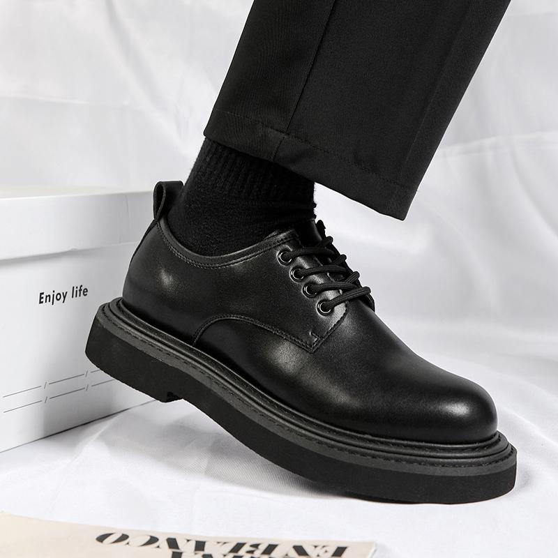 Черные мужские кожаные туфли на толстой подошве, классические, новые, минималистичные, для офиса, деловых вечеринок, прогулок по улице, для жениха