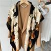 130*130cm 30% Silk +70% Wool Scarf Retro Vintage Luxurious Soft Shawl Large Warm Winter Wrap for Women