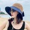 Woman Summer Hats with Sun Visor Straw Hat Hollow Fashion Bow Design Sun Hat Travel Mesh Bucket Hat