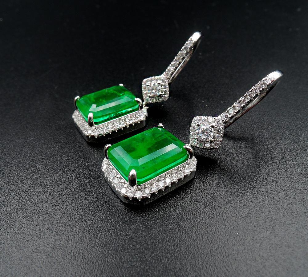 Jewelry Direct Sales Simulation Emerald Colored Treasure Earrings Retro Earrings Earrings Jewelry