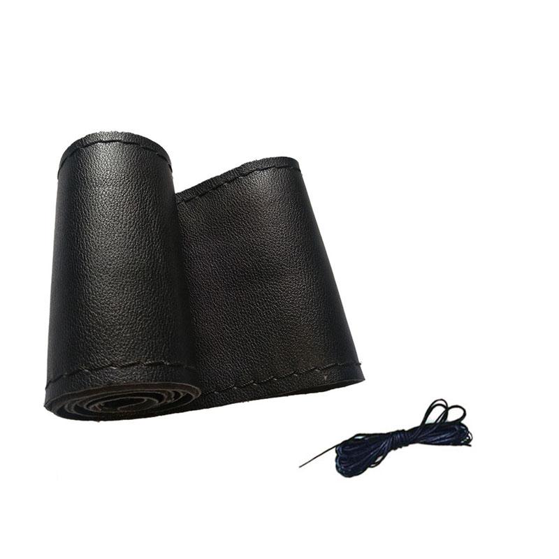 Braid On Steering Wheel Car Steering Wheel Cover with Needles and Thread Artificial Leather Diameter 38cm Auto Car