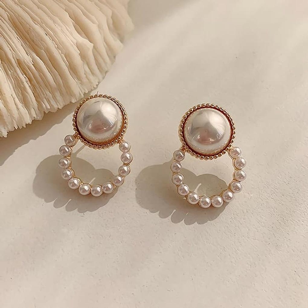 Серьги-гвоздики с жемчугом из пресной воды, Цепочка для серег, Большой крючок-подвеска