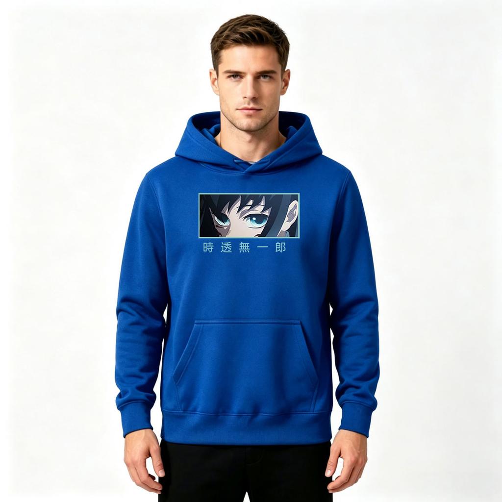 Men Anime Demon Slayer Tokito Muichiro Print Pullover Hoodie Casual Long Sleeve Sweatshirt