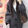 Korean Gray Hooded Sweater Cardigan for Women: Autumn/Winter Thick, Loose, Slimming Knitted Top