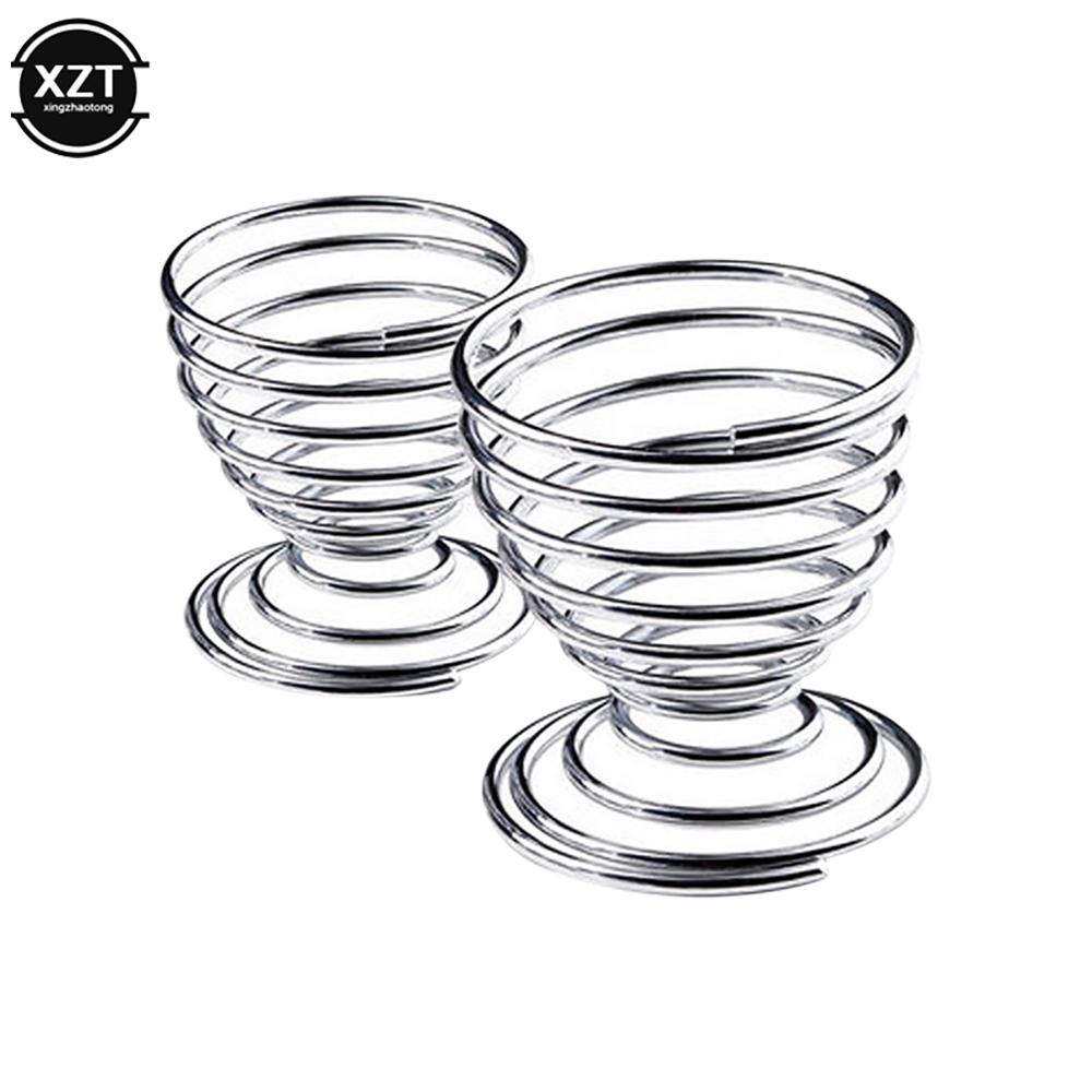 Creative 2PCS Egg Cup Boiled Eggs Holder Spiral Kitchen Breakfast Hard Boiled Spring Holder Egg Cup Cooking Tool