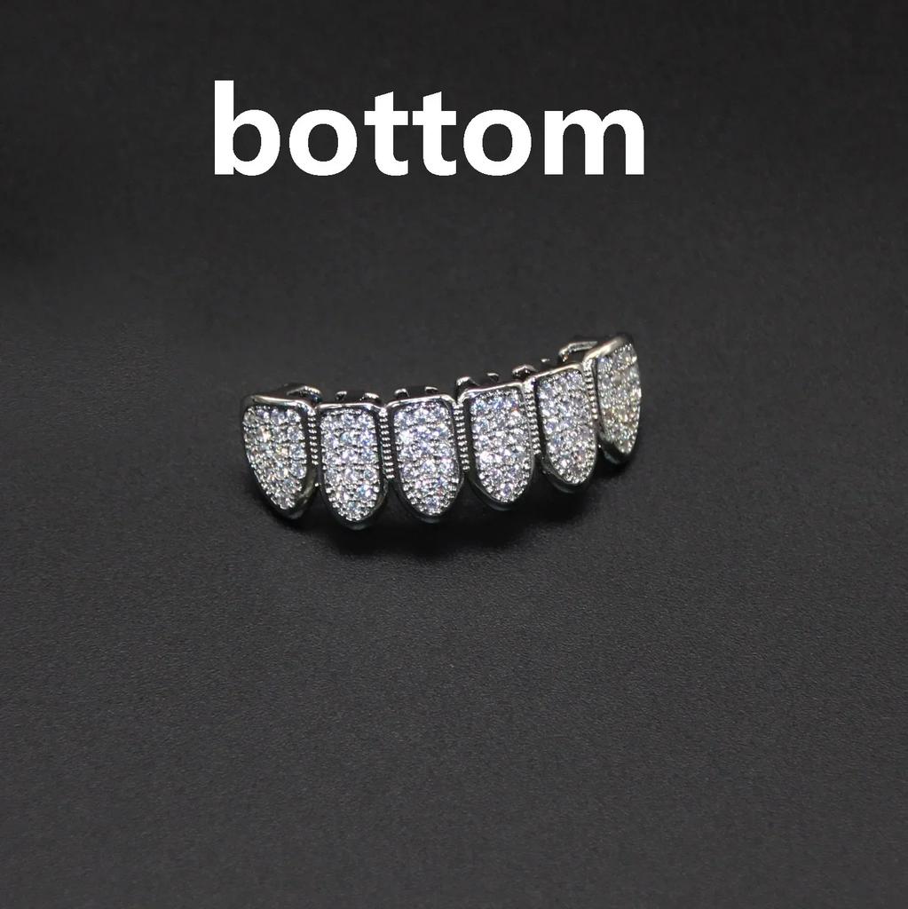 HipHop CZ Teeth Set For Unisex Top Bottom Mouth Gold Color Teeth Tooth Cap Removable Dental Fashion Jewelry