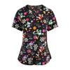 Floral Nursing Scrubs Tops Women Working Uniform Blouse Short Sleeve V-neck Uniform Blusas Nursing Clothes Nurses Tunic Uniform