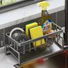 Over-sink dish rack organizer, rustproof steel sponge holder with soap dispenser and sponge shelf, no-drill clamp mount design