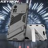 KEYSION Shockproof Armor Case for Xiaomi POCO X4 Pro 5G Silicone+PC Stand Phone Back Cover for POCO M4 Pro 4G