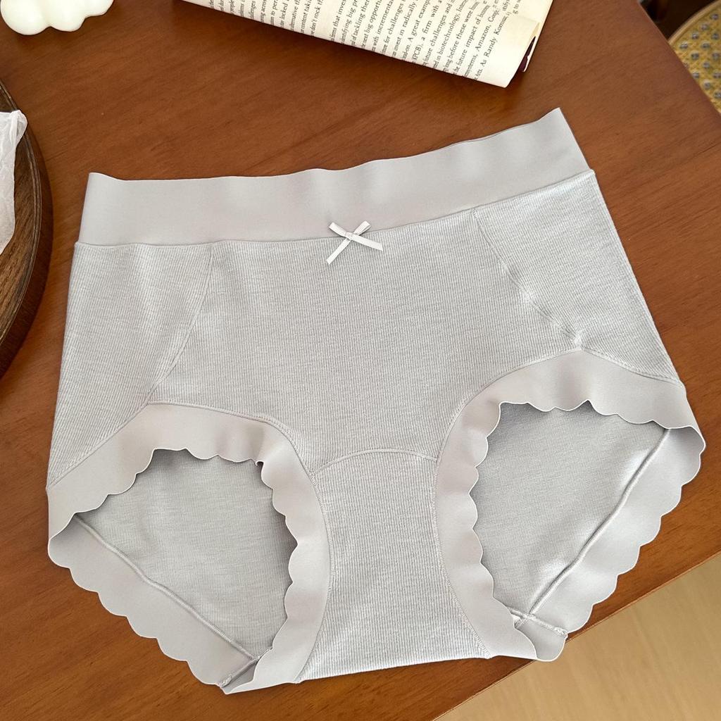 N9120 Morandi Brushed Acrylic Self-Heating High Waist Women's Antibacterial Underwear - Medium Micro-Abdomen