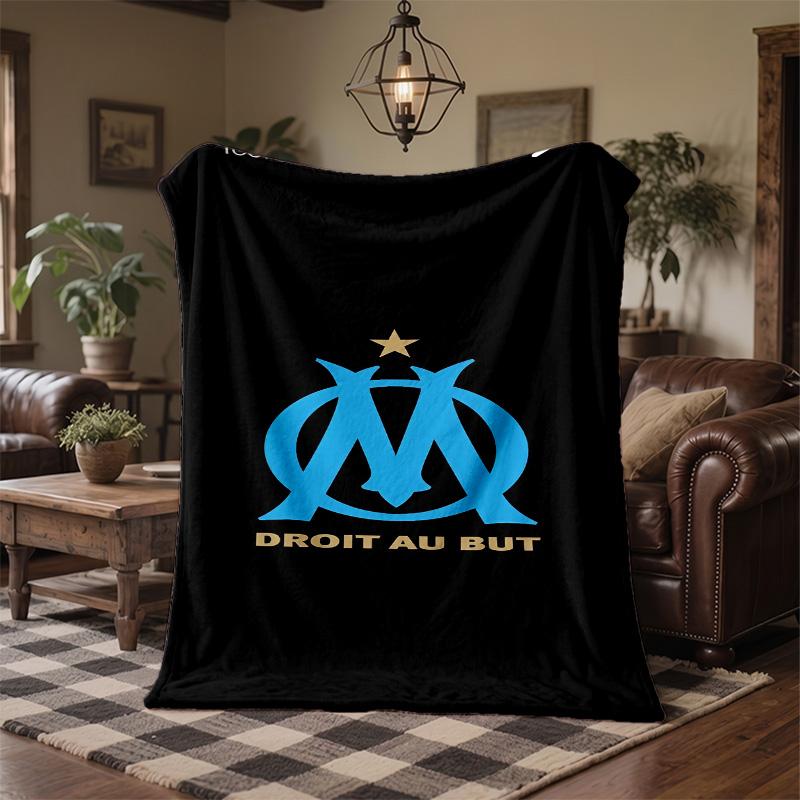 Olympique Marseille Print Flannel Blanket Soft Warm Sofa Bed Throw Blanket For Home Office Bedroom