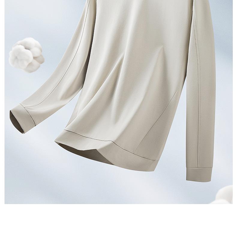 Мужская футболка с длинным рукавом из мерсеризованного хлопка 270 г/м² - Однотонная, Круглый вырез, Осенне-весенний топ