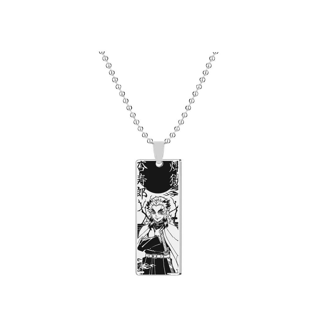 Anime Stainless Steel Demon Slayer Necklace Kimetsu No Yaiba Figure Pendant Adornment For Men Women Cosplay Jewelry Accessories