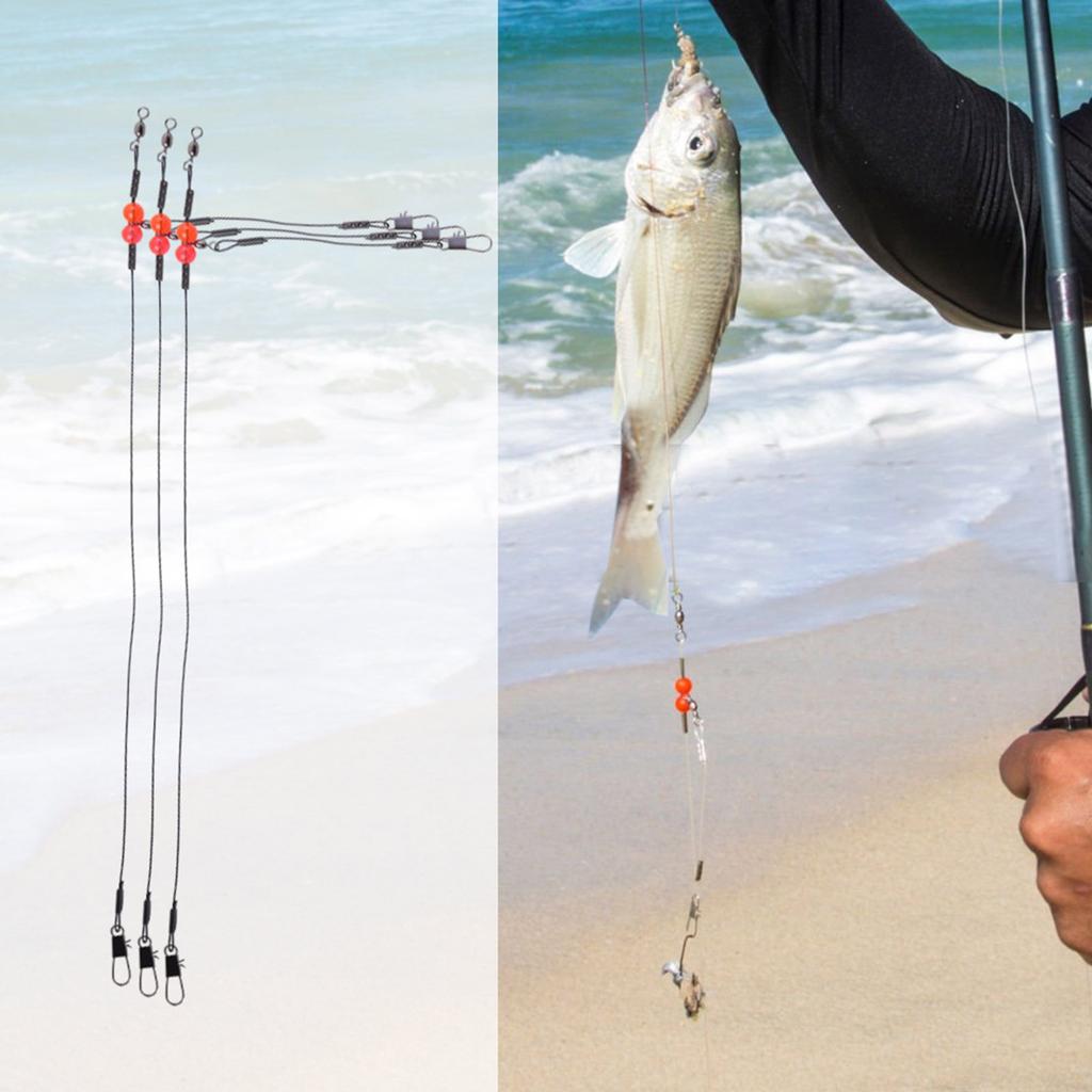 Stainless Fishing Rigs Fishing Wire Leader Line Rig with Swivels Snap Wire Leader for Hooks Saltwater Fishing Accessory