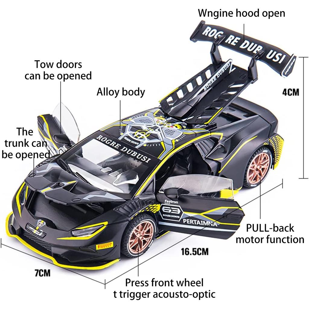 Масштаб 1/32 Lambo Huracan ST EVO, литая под давлением модель автомобиля, игрушечный автомобиль с откатным механизмом, звуком и светом для детей, коллекция подарков для мальчиков и девочек