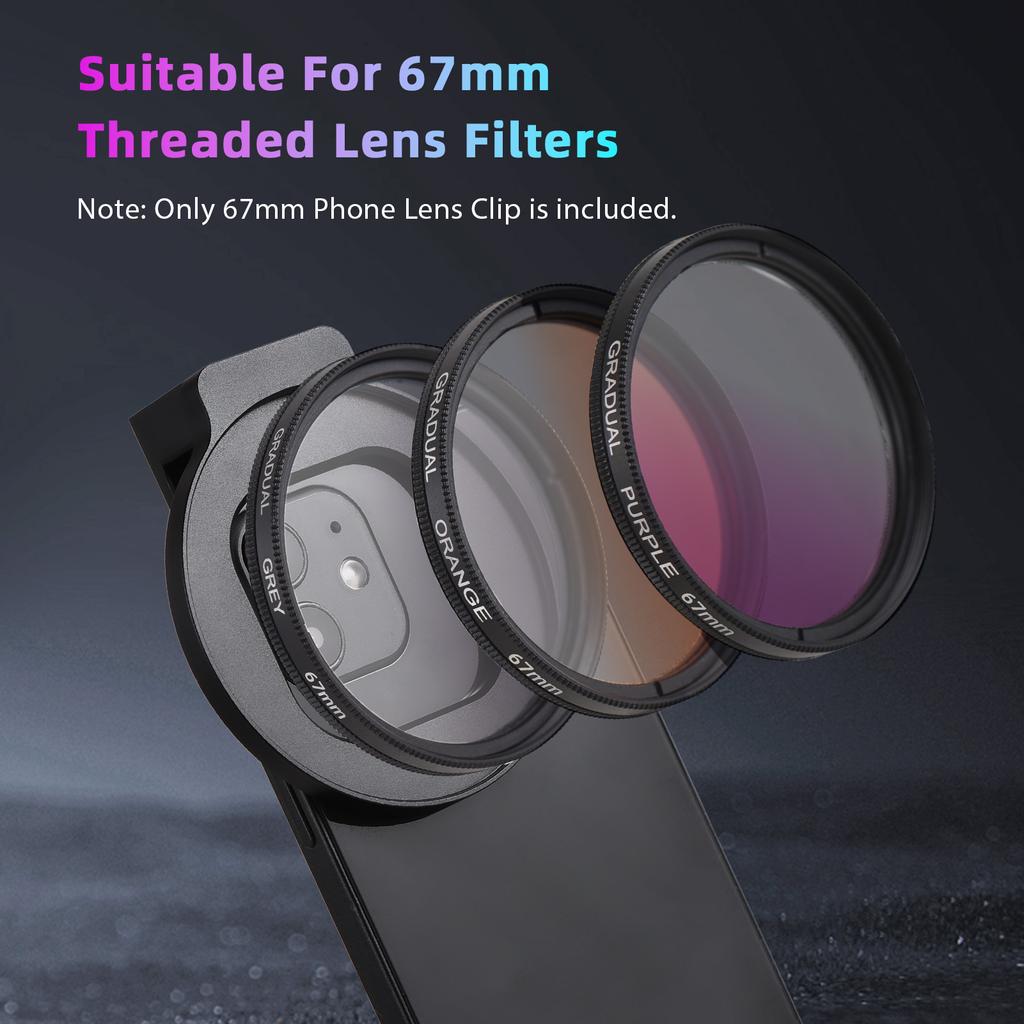 67mm Thrded Lens Filter Clip Thrded Lens Filter Clip with Cold Shoe Mount Replacement for 15/14/13/12